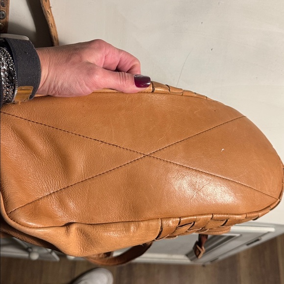 Viola Castellani Tan Leather Studded Large Fold Over Purse Crossbody Bag - Picture 8 of 8